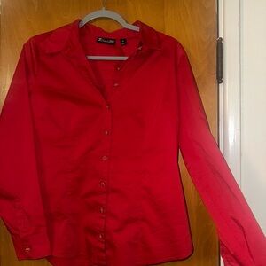 7th Avenue, Vibrant Red Shirt with Sequin Buttons